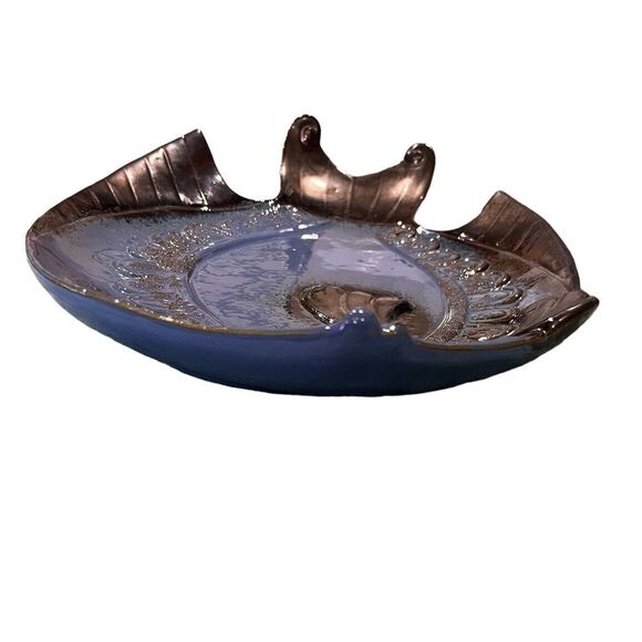 Decorative Ceramic Fish Plate Blue & Gray Glazed Ocean Fish Decor 10 × 8 - Picture 5 of 7